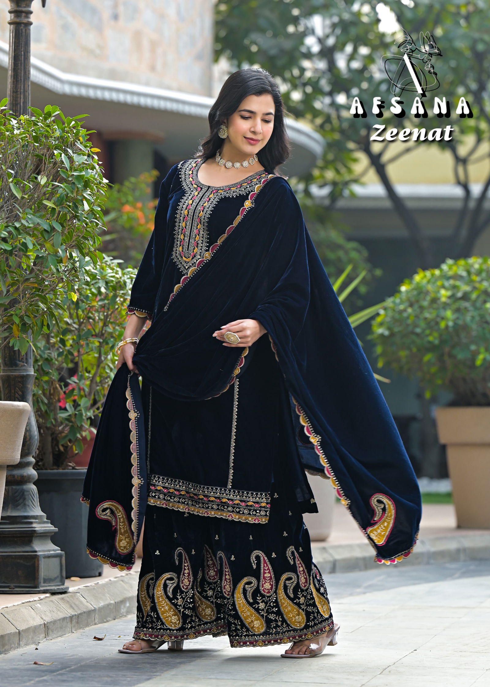 Zeenat By Afsana Velvet Embroidered Readymade Suits Wholesale Shop In Surat
